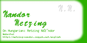 nandor metzing business card